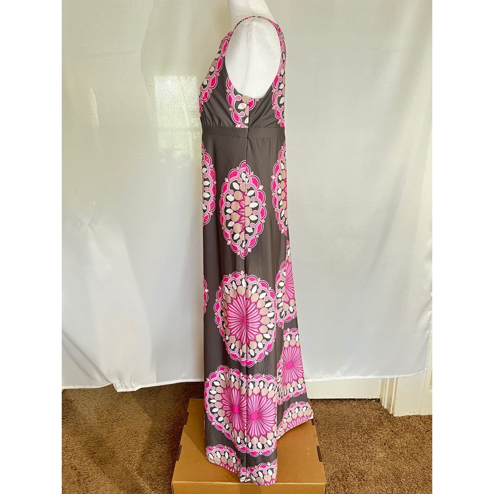 INC International Concepts Studded Mandala Bloom Maxi Dress Dark Gray Pink Small - Picture 6 of 11